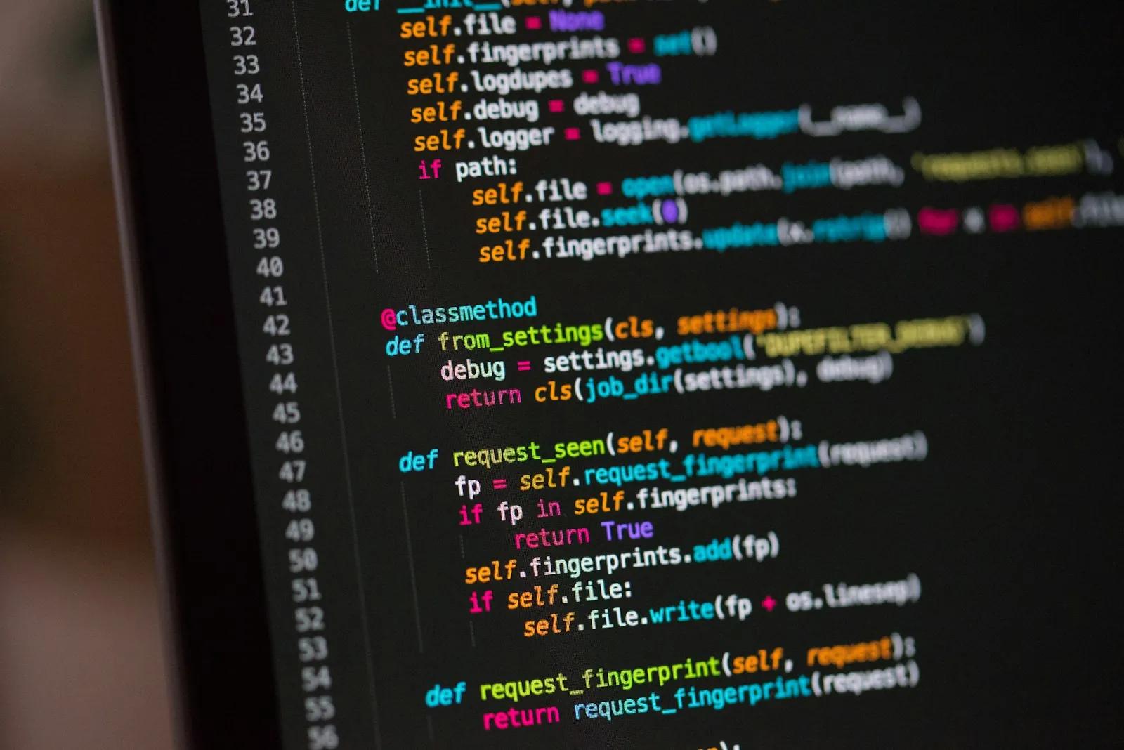 A computer screen filled with source code