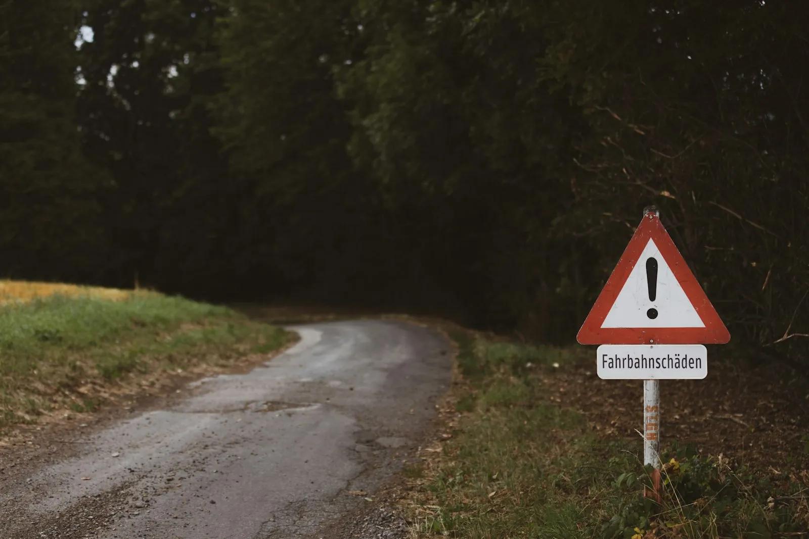 Yellow caution sign