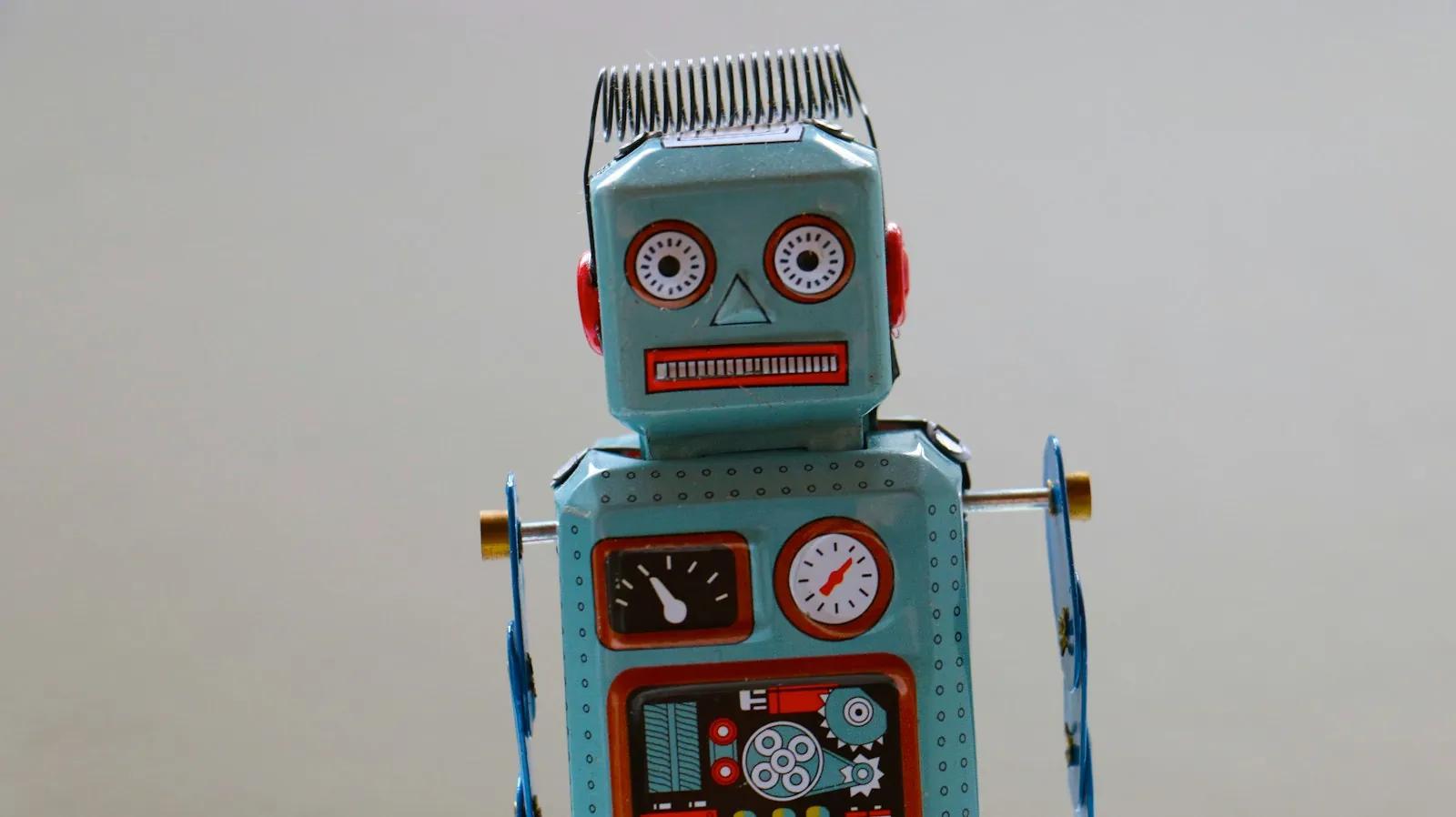 Blue plastic robot toy